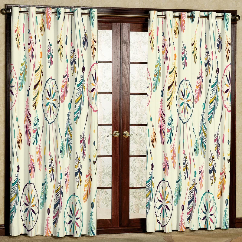 پرده بارمان دکور طرح دریم کچر مدل مخمل پانچی کد 2047 W سایز 140x200 سانتی متر