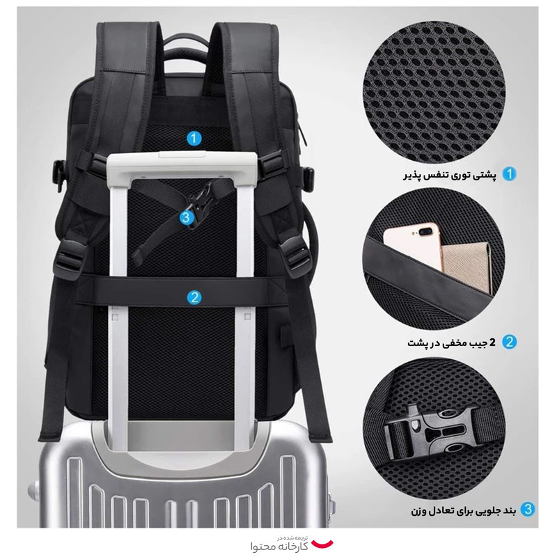 کوله پشتی لپ تاپ بنج مدل دوحالته BG 1908D 45L مناسب برای لپ تاپ 16 تا 17 اینچی