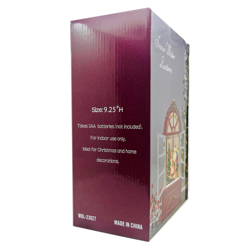 گوی موزیکال مدل پمپی آکواریومی طرح پنجره آدم برفی و کریسمس کد P4221
