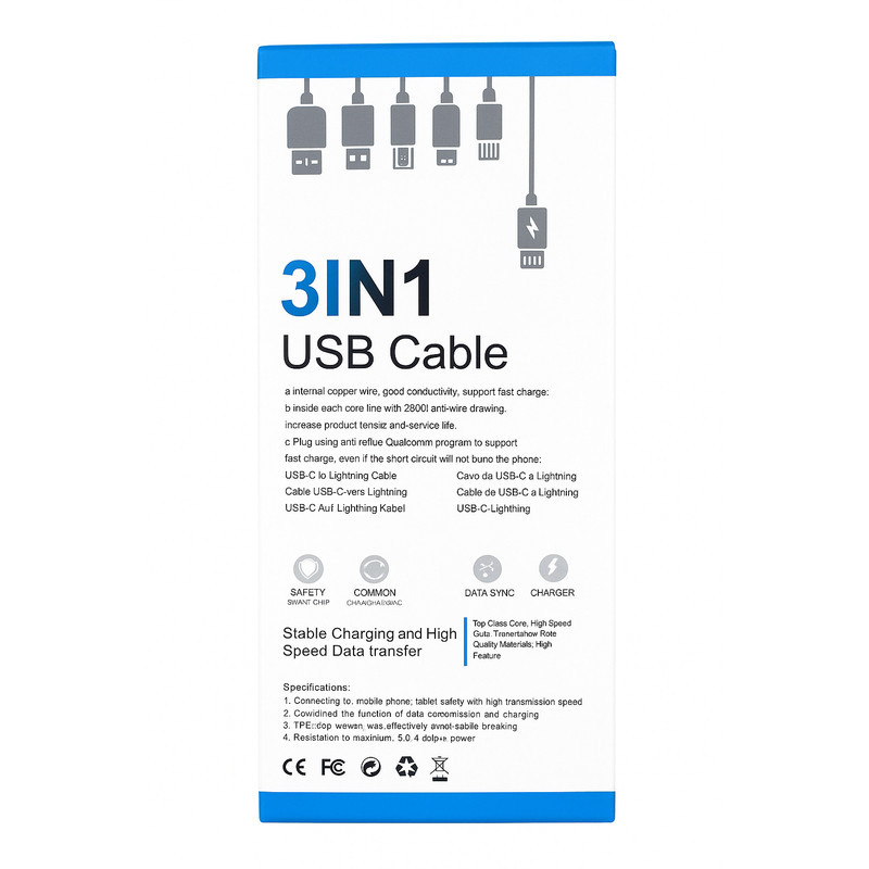 کابل تبدیل USB به micro USB  USB-C  لایتنینگ سمگپرس مدل دیتا پلاس طول یک متر