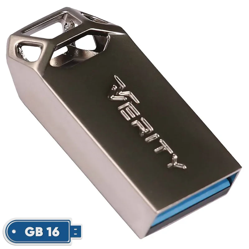 فلش مموری وریتی مدل V-819 ظرفیت 16 گیگابایت بند انگشتی با بدنه فلزی، رابط USB 2.0 و سرعت انتقال 30 مگابایت بر ثانیه، سازگار با کامپیوتر، لپ‌تاپ، موبایل، تبلت و تلویزیون