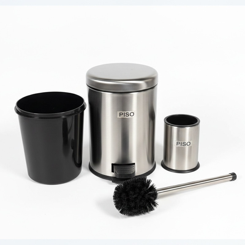 ست سطل زباله و فرچه پیسو مدل P-3-ltr گنجایش 3 لیتر