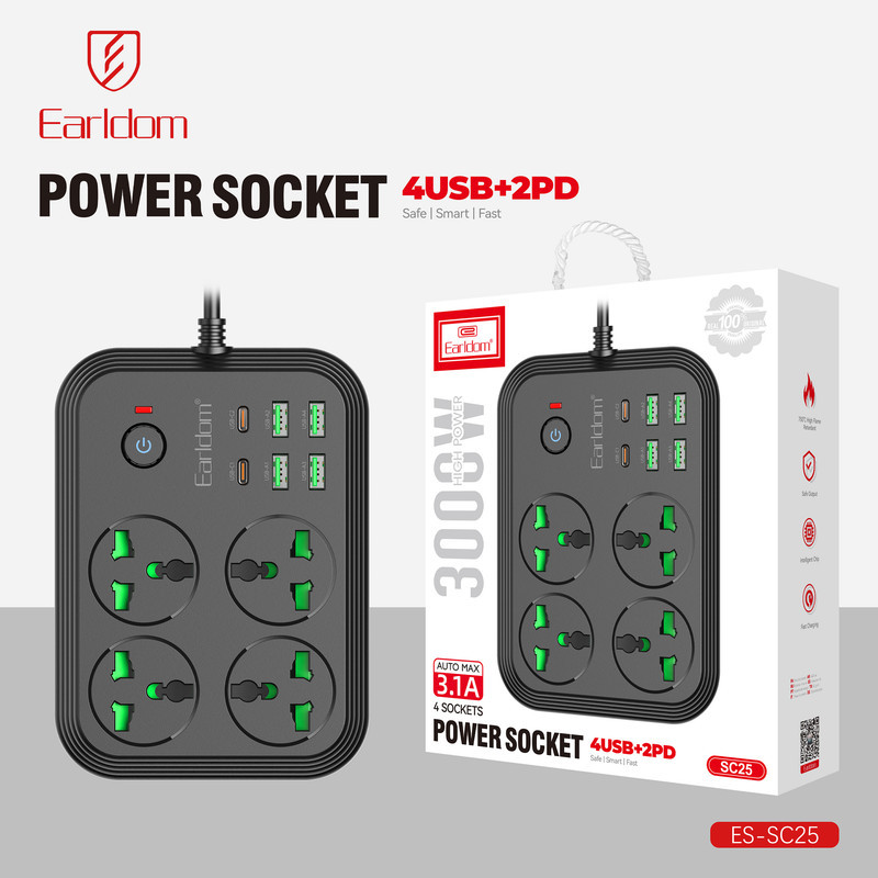 چندراهی برق ارلدام مدل POWER SOCKET SC25