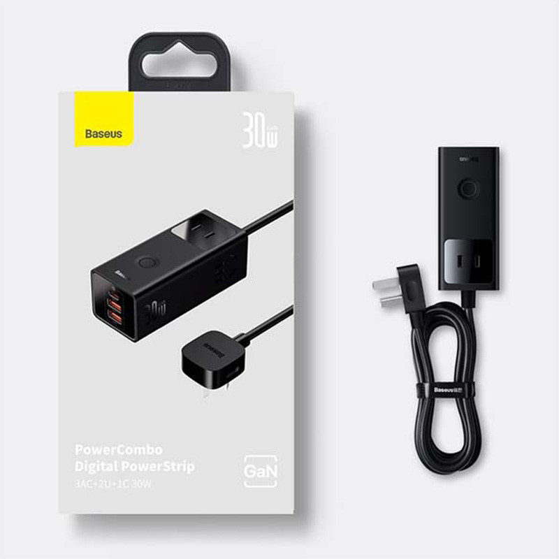 شارژر رومیزی 30 وات بیسوس مدل Power Combo Digital Powerstrip