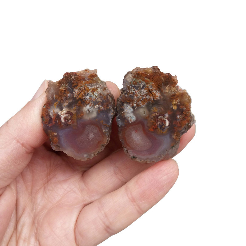 سنگ راف عقیق مدل خزه ای کد RS1419 مجموعه 2 عددی