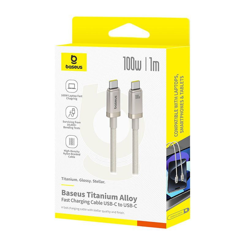 کابل تبدیل USB-C بیسوس مدل Titanium Series 100W طول 1 متر