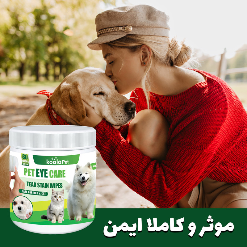 دستمال مرطوب سگ و گربه مخصوص اطراف چشم کوالاپت مدل Eye Wipes01 بسته 80 عددی