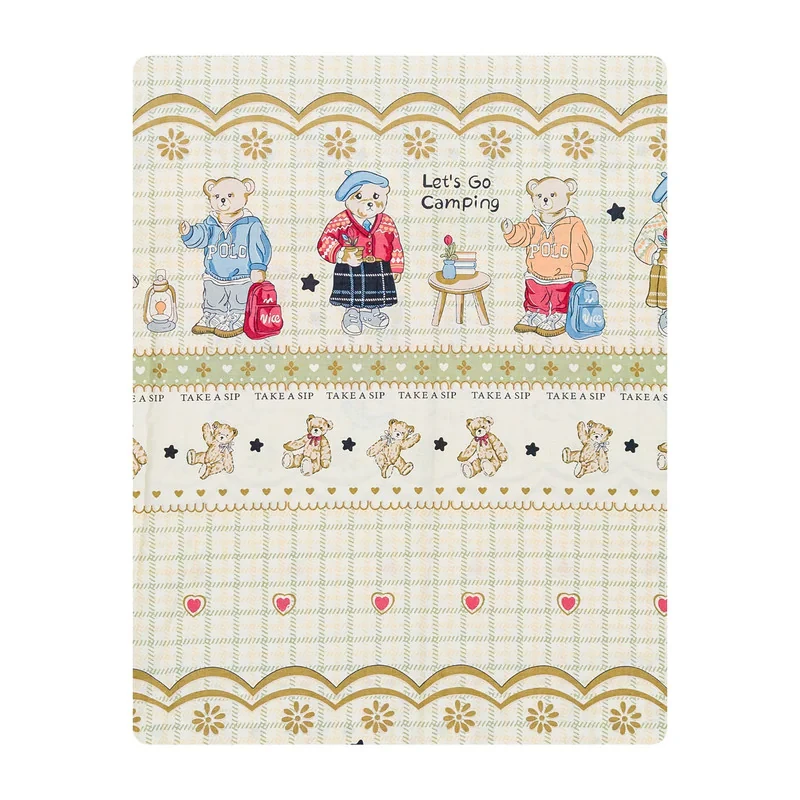 ملحفه کودک آدنو مدل کمپ خرسی کد FI72 سایز 100x150 سانتی‌متر