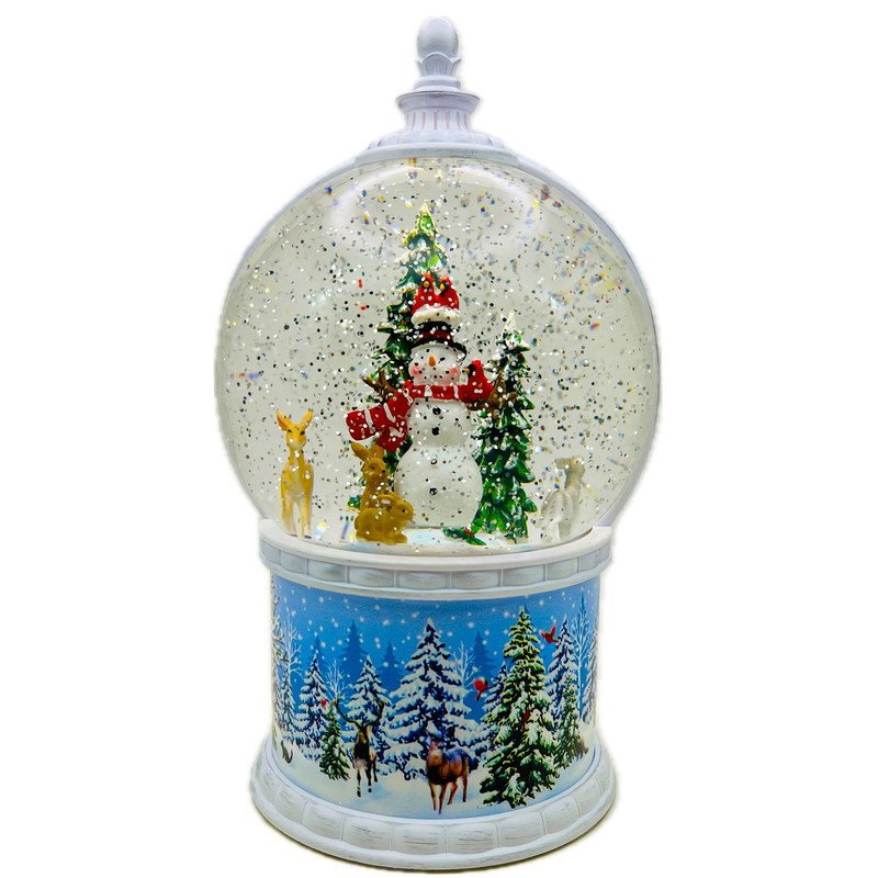 گوی موزیکال مدل پمپی مجسمه چرخشی آدم برفی طرح کریسمس کد RP4198