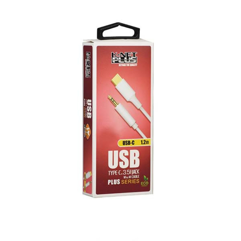 کابل تبدیل USB-C به جک 3.5 میلی متر کی نت پلاس مدل KP-CSC35MM طول 1.2 متر
