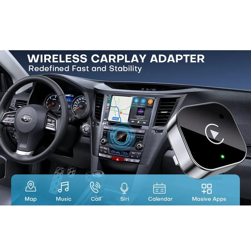 کارپلی و اندروید اتو مدل CPAA-Wifi Box به همراه مبدل USB به USB-C و مبدل USB
