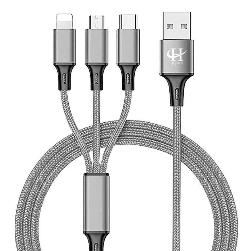 شارژر فندکی 15 وات هارمن مدل HR-CL1200 به همراه کابل تبدیل USB به MICROUSBUSB-CLIGHTNING