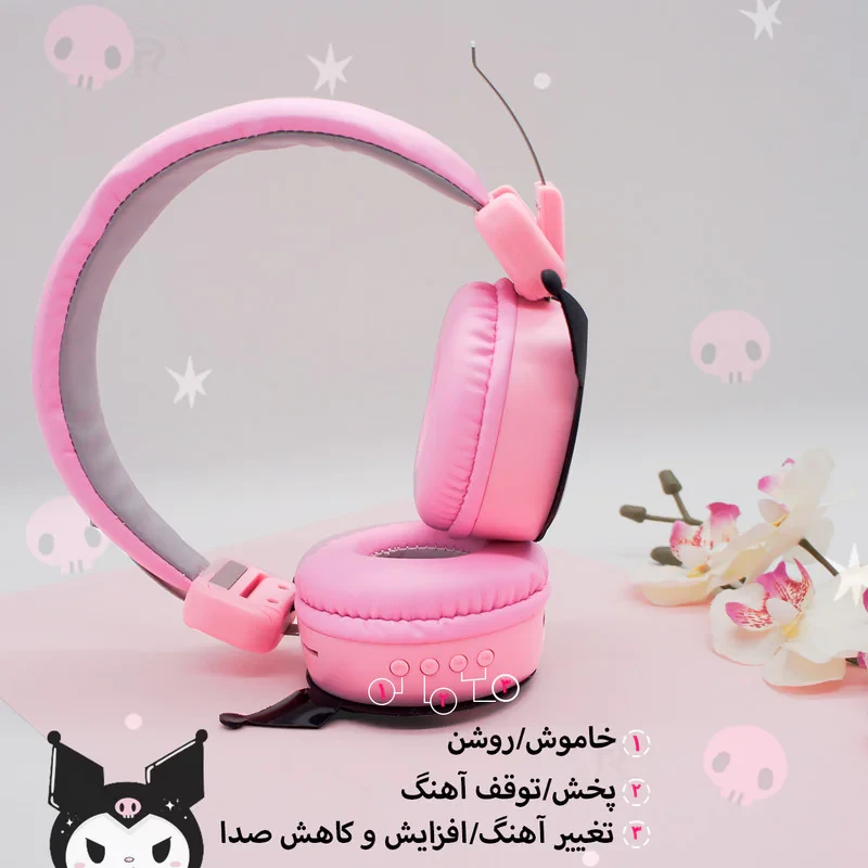 هدفون بی سیم طرح فانتزی کرومی مدل Kuromi-AH-807L