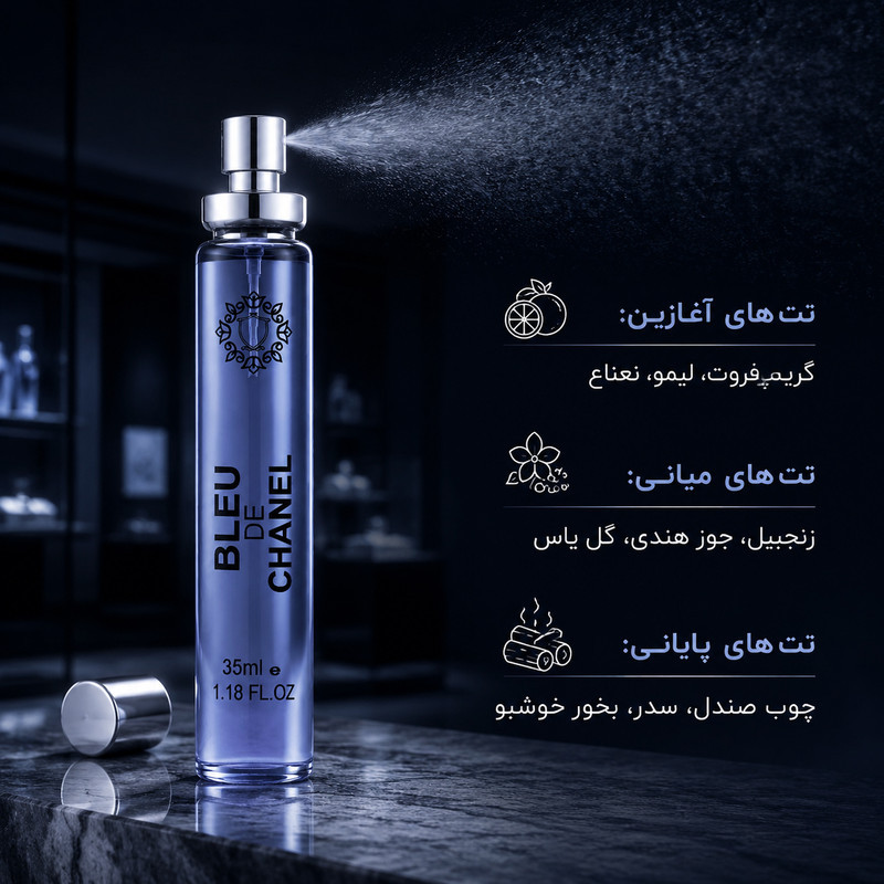 ادو پرفیوم مردانه هارلینگن مدل Blue De Chanel با رایحه خنک حجم 35 میلی لیتر