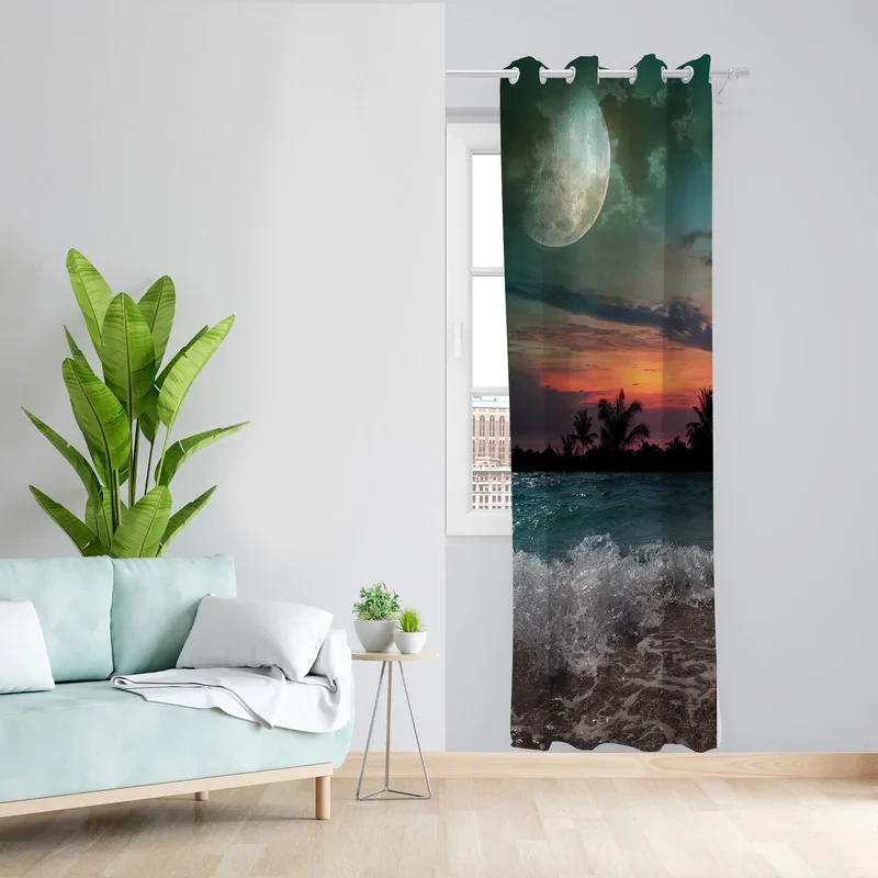 پرده طرح دریا مدل مخمل پانچی کد L 1361L Z سایز 140x200 سانتی متر