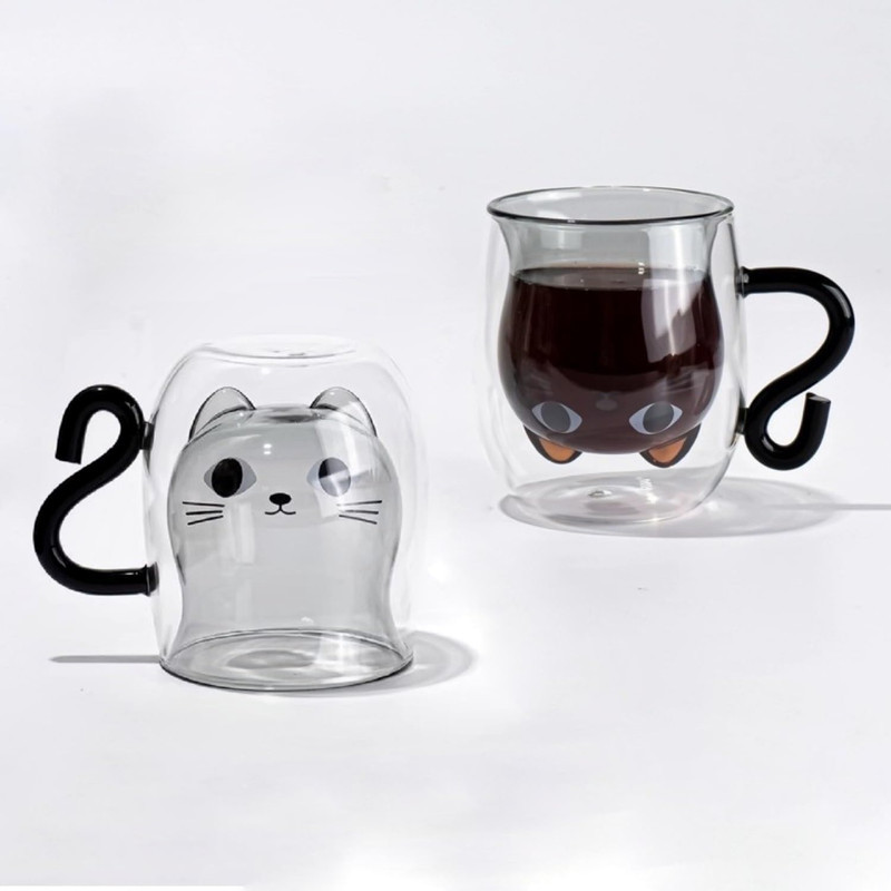 لیوان طرح دوجداره مدل گربه کد 1369n 100