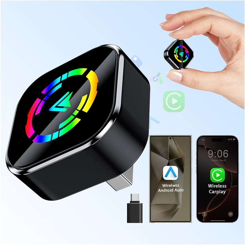 کارپلی و اندروید اتو مدل Wireless CarPlayAndroid Auto Q1A به همراه مبدل USB به USB-C