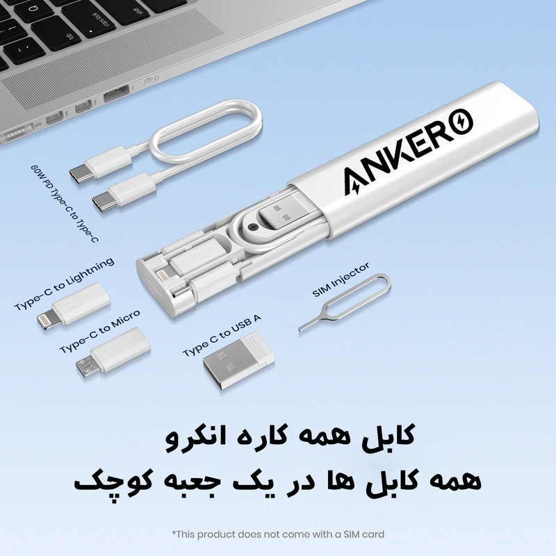 کابل تبدیل USB-CUSB به LightningUSB-CMicro USB انکرو مدل A8890 طول 0.3 متر