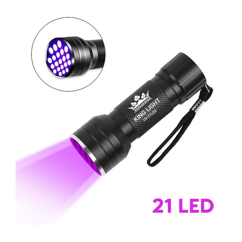 چراغ قوه دستی کینگ لایت مدل UV-21Led با نور بنفش