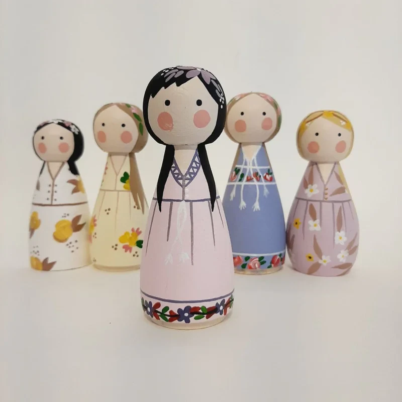 عروسک چوبی مدل پری ها مجموعه ۵ عددی