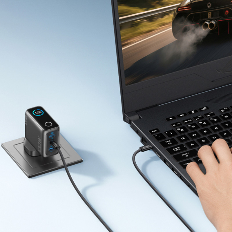 شارژر دیواری 100 وات سه پورت انکر مدل B121B به همراه کابل تبدیل USB-C