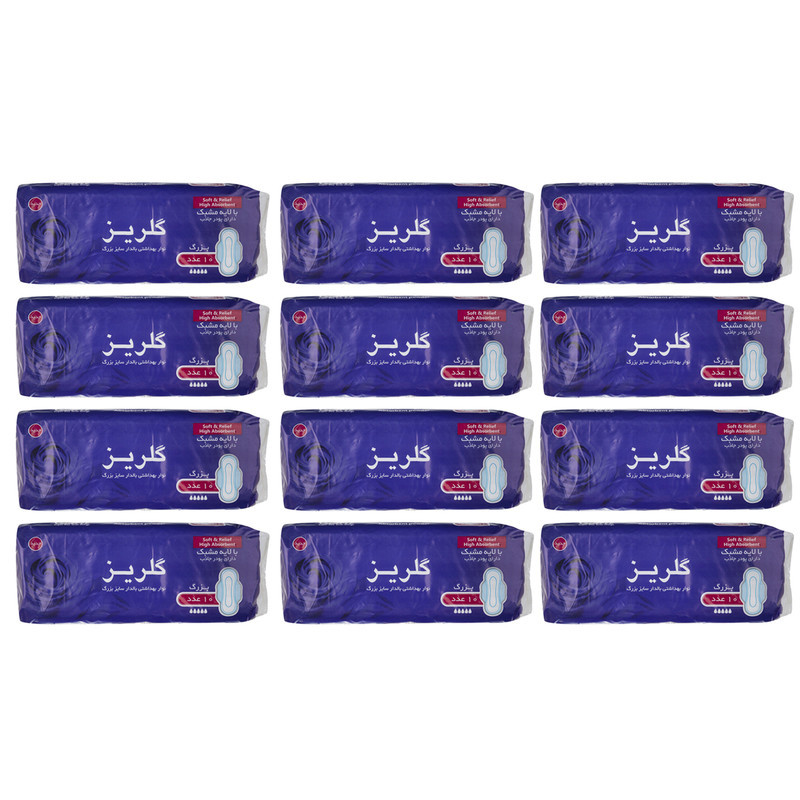 نوار بهداشتی گلریز مدل بالدار مجموعه 12 عددی