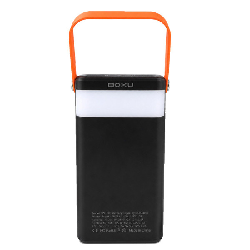 پاوربانک خورشیدی 66 وات بوکسو مدل PB-07 ظرفیت 30000 میلی‌آمپر ساعت به همراه 2 عدد کابل USB-C و Lightning