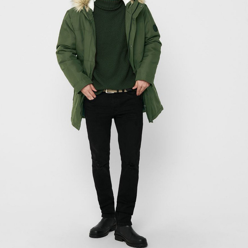 کاپشن مردانه اونلی اند سانز مدل LONG PARKA 002
