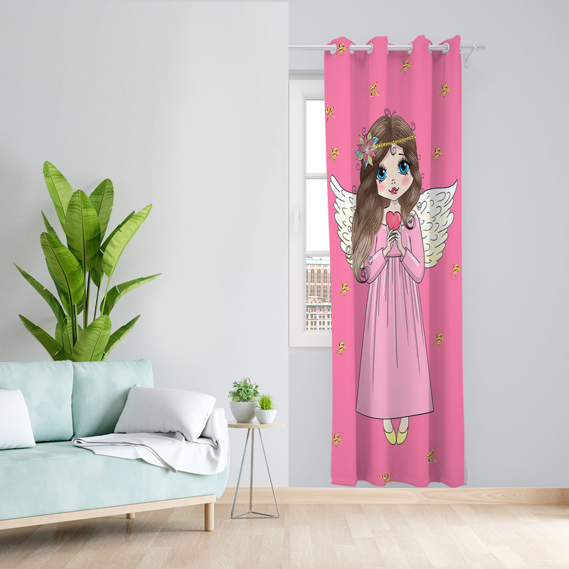 پرده مدل اتاق کودک مخمل پانچی طرح دخترانه کد 4798a سایز 140x280 سانتی متر