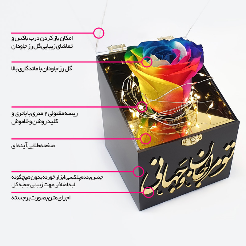 گل رز جاودان مدل گنجینه پایه بلند طرح تو مرا جان و جهانی