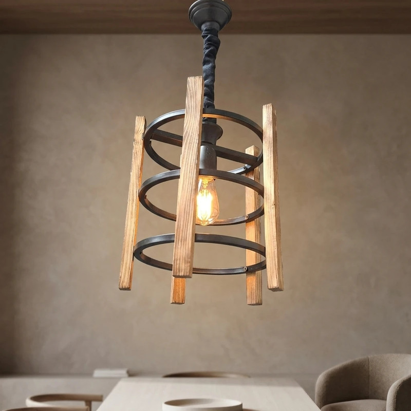 لوستر 1 شعله شاهان تک مدل WOOD.15
