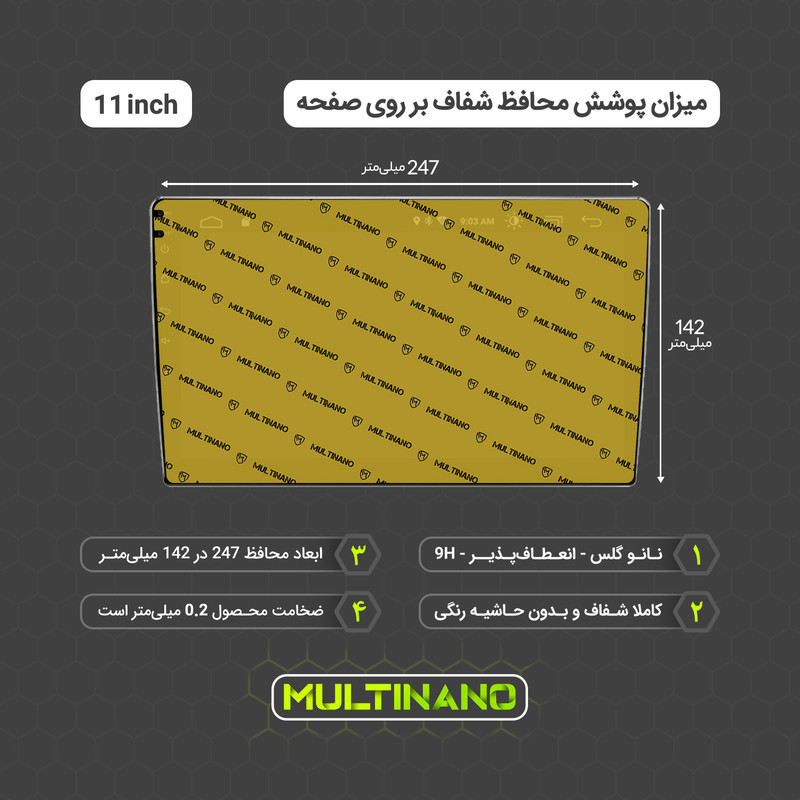 محافظ صفحه نمایش مانیتور خودرو مولتی نانو مدل X-S2N مناسب برای 11 اینچ بسته دو عددی