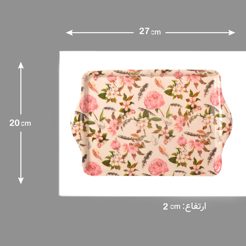 سینی دسته دار مهروز مدل 1000 گل سایز 20×27 سانتی متر