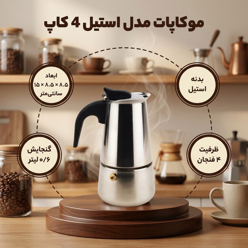 موکاپات مدل استیل 4 کاپ