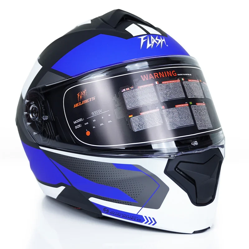 کلاه کاسکت فک متحرک فلش مدل 935sv whiteblue