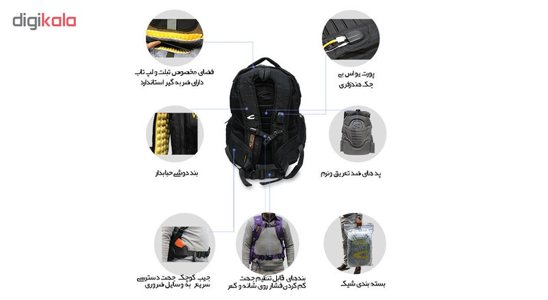 کوله پشتی لپ تاپ کمل اکتیو کد 3526 مناسب برای لپ تاپ 15.6 اینچی