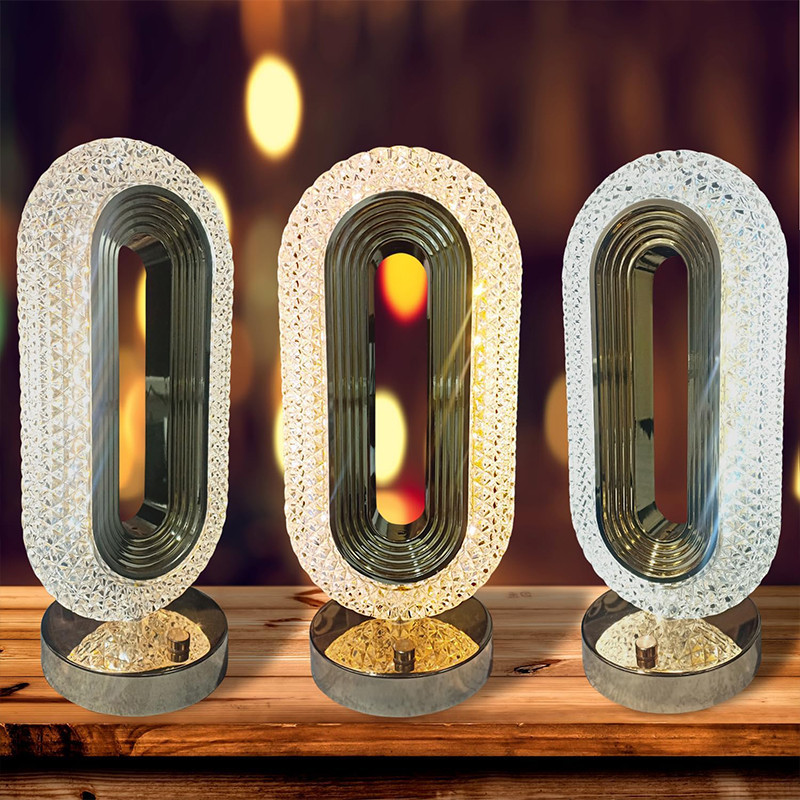 چراغ رومیزی مدل کریستال بیضی کد 404053