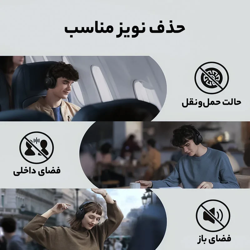 هدفون بلوتوثی انکر مدل SoundCore Life Q30 با نویز کنسلینگ فعال (ANC)، درگاه شارژ USB Type-C، دارای میکروفون دوگانه با حذف نویز، مجهز به فناوری Hi-Res Audio، دارای حالت Transparency برای شنیدن صدای محیط
