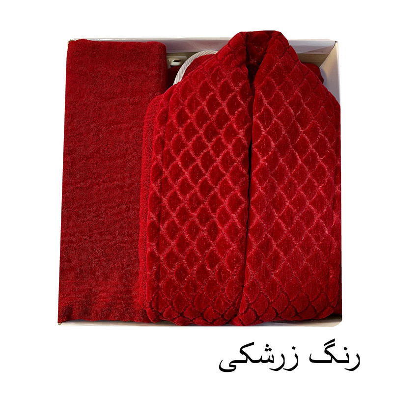 سرویس حوله پالتویی ۳ تکه هنرمند مدل درسا سایز ۱۲۵