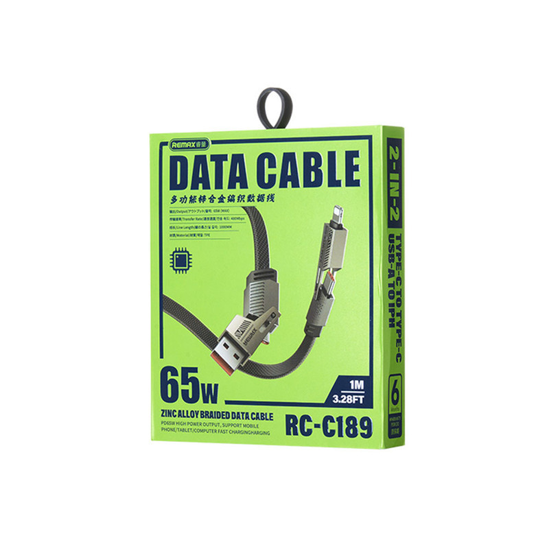 کابل تبدیل USB-C  USB به USB-C  لایتنینگ ریمکس مدل RC-C189  طول 1 متر