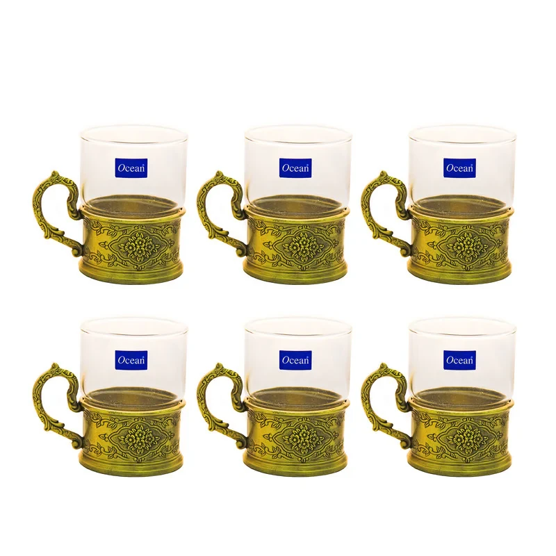 استکان مدل پیوتر طلایی مات کد 7975 بسته 6 عددی