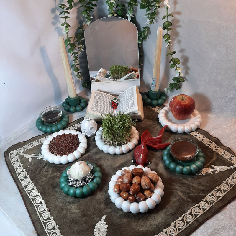 مجموعه ظروف هفت سین 9 پارچه مدل مرواریدی