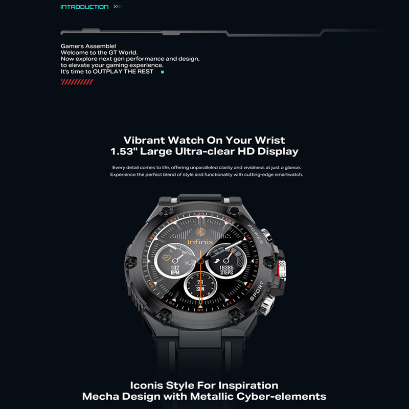 ساعت هوشمند 40 میلی‌متری اینفینیکس مدل XWatch 3 GT با بند پلاستیکی