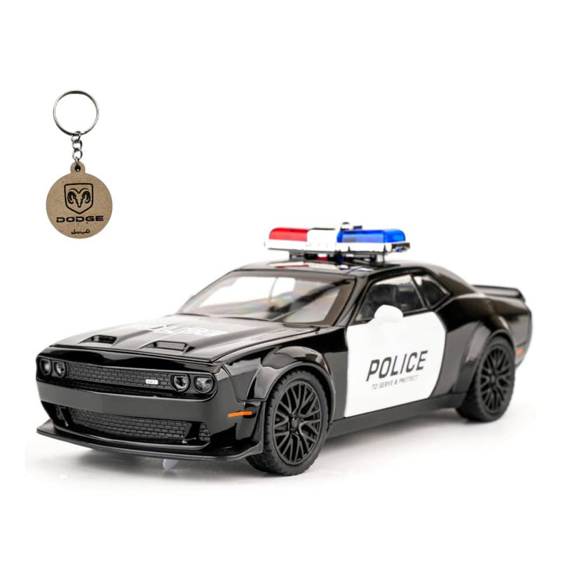 ماکت ماشین ناب سل مدل دوج چلنجر هلکت پلیس فلزی همراه با جاسوییچی Dodge Challenger SRT Police