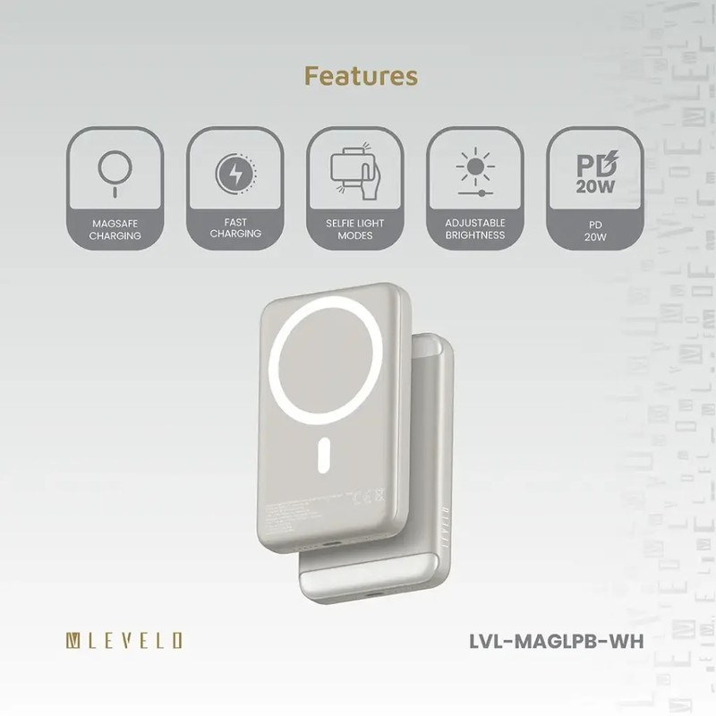 پاور بانک لولو مدل MagLight ظرفیت 8000 میلی آمپر ساعت