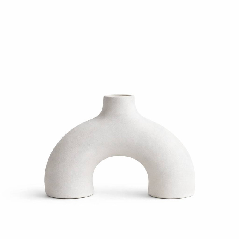 گلدان دکوری سفالی رومیزی با فرم کروی مناسب گل‌های خشک و تزئینی مدل nim donut کد d1 با ابعاد 18x20x18 سانتی‌متر و وزن 200 گرم