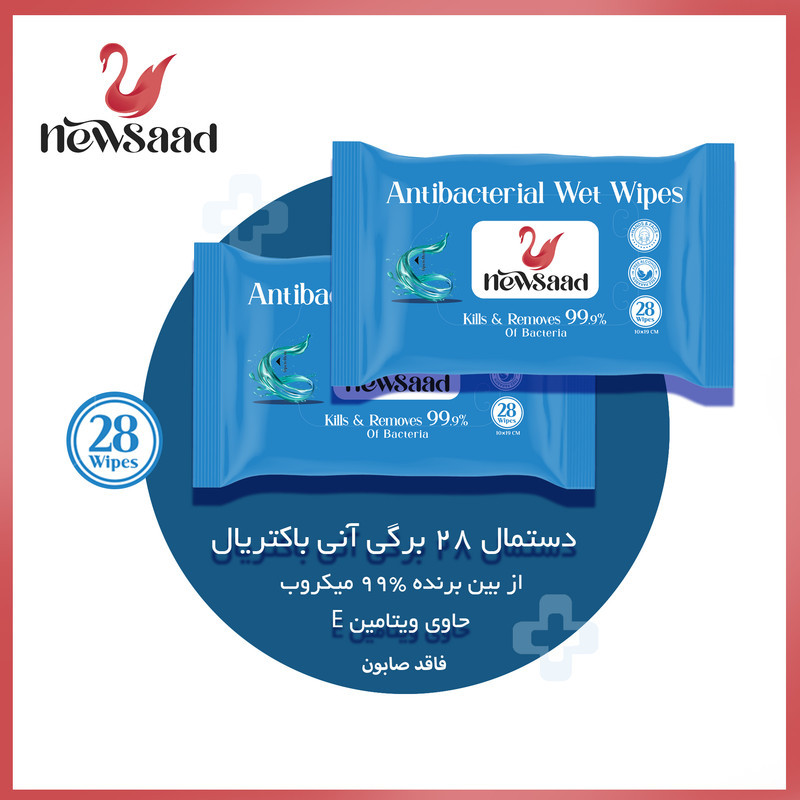 دستمال مرطوب نیوساد مدل AntiBacterial-W4 چهار بسته 28 عددی