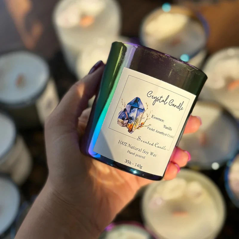 شمع معطر مدل گیاهی لیوان هفت رنگ رایحه نارگیل