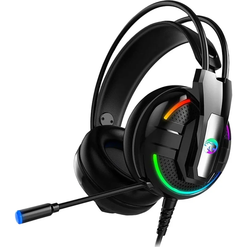 هدست گیمینگ مدل RGB-A18 بدون قابلیت نویز کنسلینگ، جک 3.5 میلی‌متری صدا، دارای میکروفون با قابلیت چرخش، کلید افزایش و کاهش صدا، چراغ LED