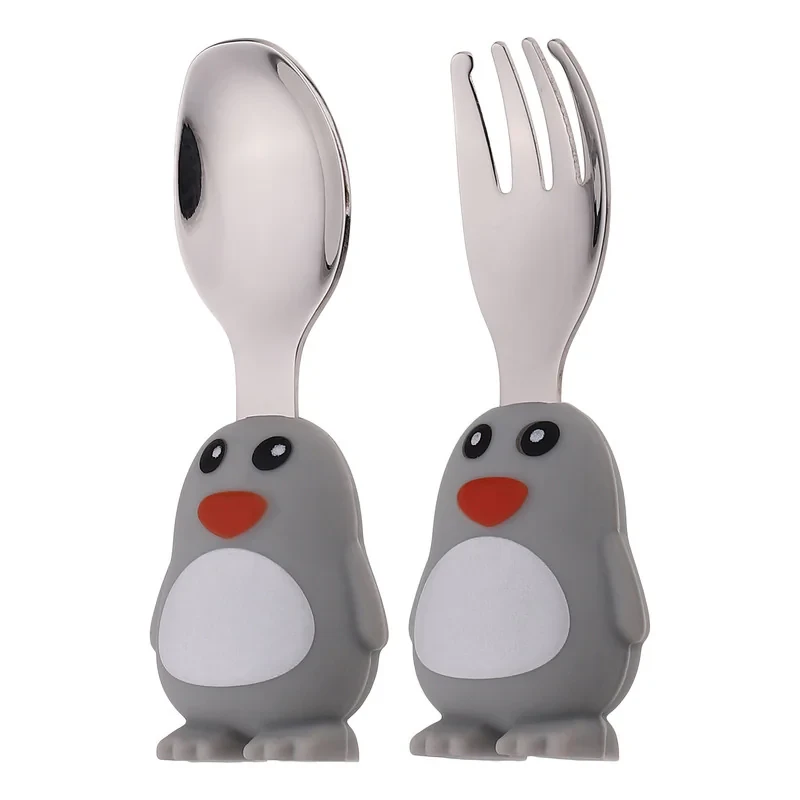 قاشق و چنگال کودک مدل Penguin بسته 2 عددی
